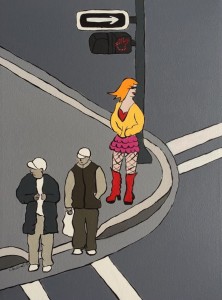 three men on the corner, by Karin Konoval